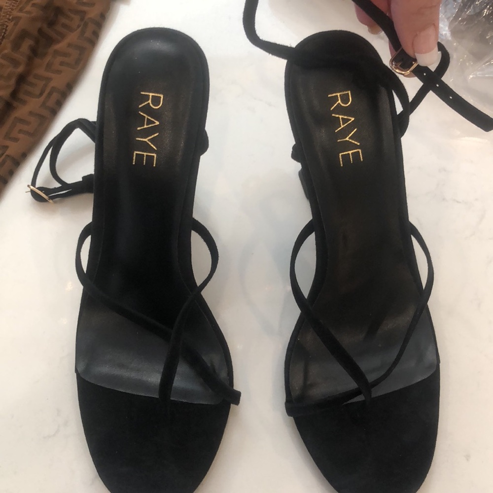 Raye Suede Strappy Ankle Wrap Axel Black Heel -8.5
